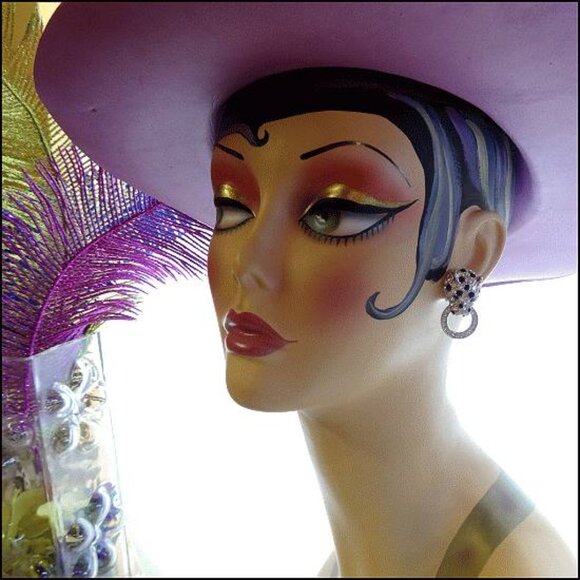 1980s Signed KJL Earrings Crystal Panthers Door Knocker Hoops  16132 - Picture 7 of 7